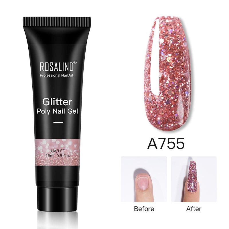 ROSALIND 15 мл блестящий УФ-гель для наращивания ногтей лак для ногтей быстрое наращивание полигель для ногтей для дизайна ногтей