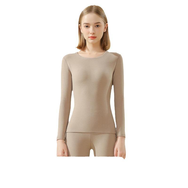 Комплект мужского термобелья: Плюс бархат, немецкий кашемировый шелк, бесшовный, круглый вырез, для осени/зимы.