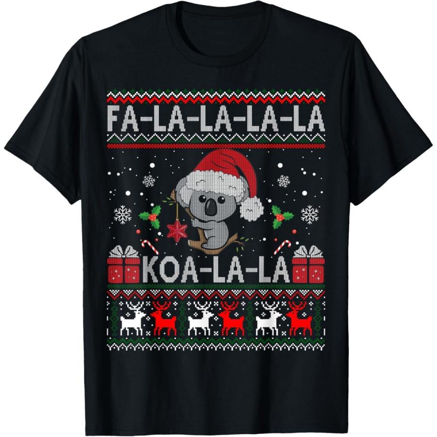 Коала-ла-ла Милый Коала Австралийский Рождественский Уродливый Рождественский Футболка