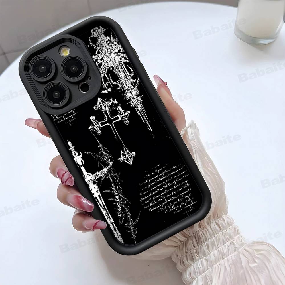 Готический Кибер-Сигил Крест Чехол для Телефона Для iPhone 17 16 15 14 13 12 11 Pro Max 16E Plus INS Мягкий Чехол