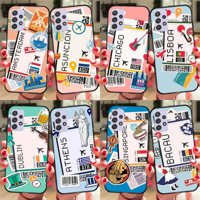 BACAU ROMANIA BOARDING PASS Traveltickets Case For Samsung A54 A34 A14 A51 A71 A12 A22 A32 A52 A72 A73 A33 A53 A13 Back Cover
