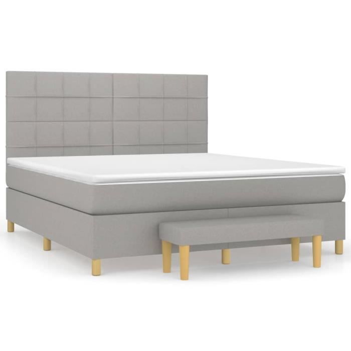 3137173 vidaXL Divan Bed with Mattress Light Grey 180x200cm Fabric