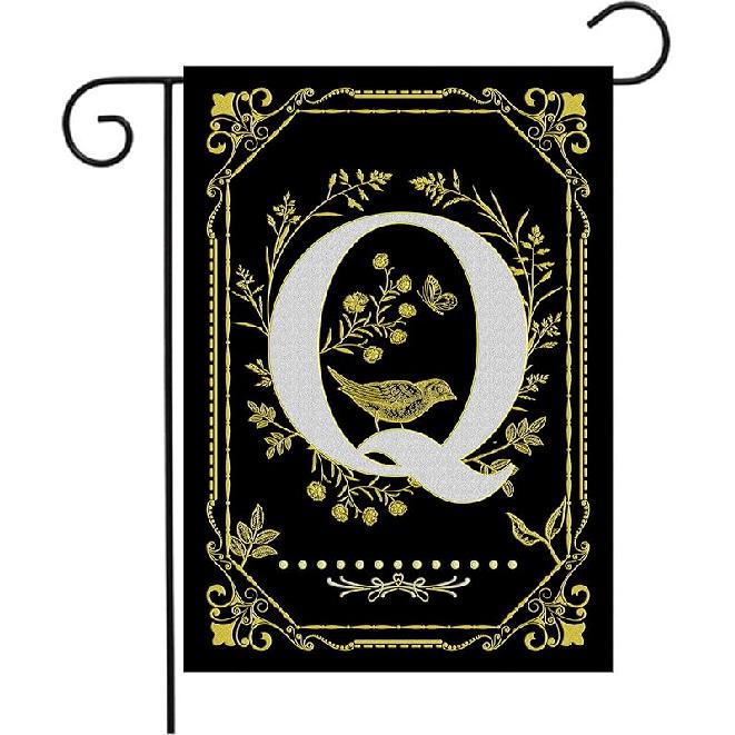 Monogram Q Garden Flag Initial Outdoor Flags Letter Q Flag for Front Yard Porch Lawn Outside Seasonal Garden Flags 12x18 Double Sided