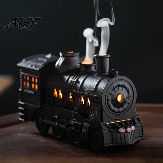 Nighttime Humidifiers for Bedroom Vintage Steam Train Aroma Diffuser, 300ml Ultrasonic Cool Mist Humidifier with Dual Safe Mothers Babies LED Lights,