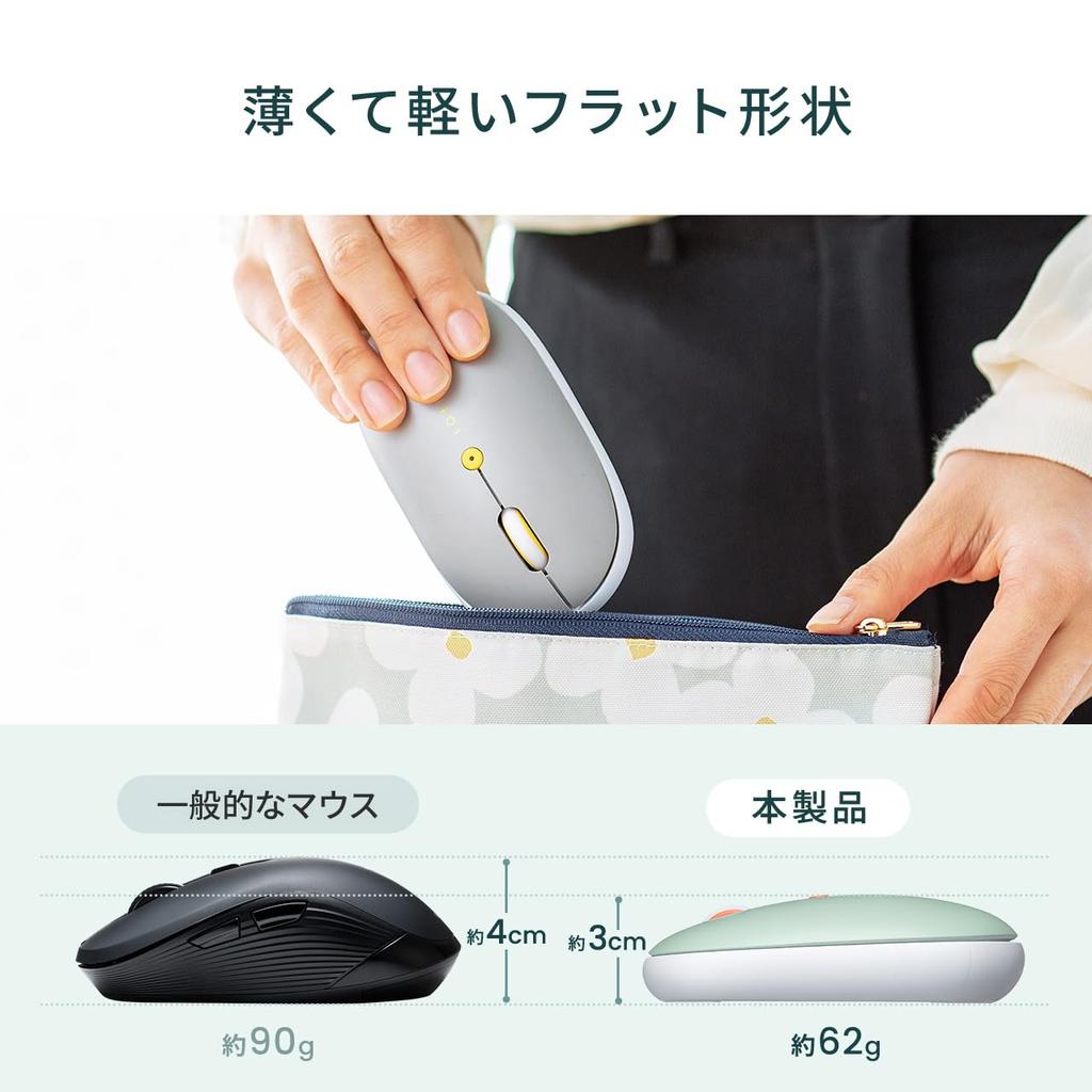 Sanwa Direct Bluetooth Dark Mouse, Slim, Rechargeable, Silent, Multi-Pairing, Ambidextrous, Gray, 400-MABT178DGY