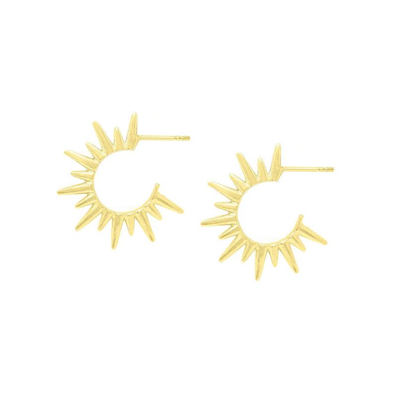 Exaggerated Metal Sunflower Stud Earrings for Women Vintage Gold Color Flower Geometric Statement Earrings Zircon Accessories