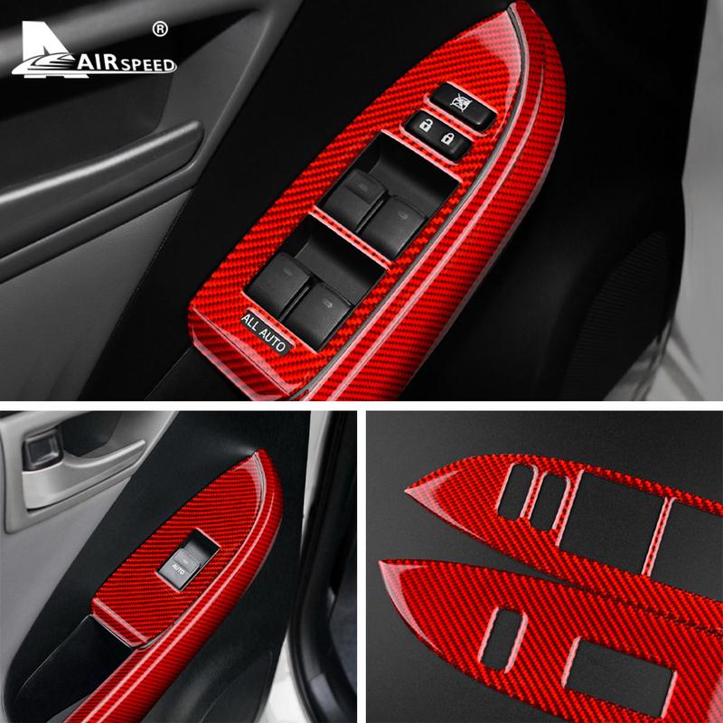 Real Soft Carbon Fiber For Toyota Prius 2010 2011 Door Window Switch Button Interior Trim Panel Car Sticker Accessories.