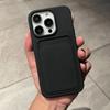 Simple Pure Color Card Holder Phone Case for Apple iPhone 16 ProMax- Soft Silicone Shockproof Cover On iPhone16/15/14/13/12/11/Pro/Plus/Promax