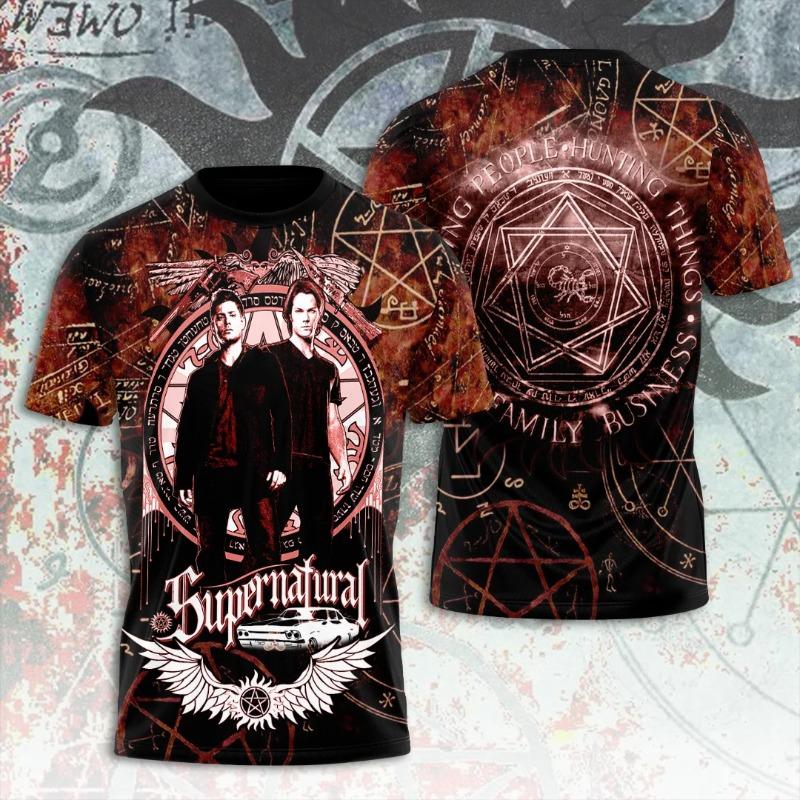 Supernatural TV Series 3D Printing Tshirt Fashion Men Women Harajuku Short sleeve O-neck Tee Top Oversized Man Cosplay Tees