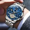 OLEVS механические автоматические часы с фазами Луны стильные скелетонированные водонепроницаемые популярные светящиеся часы для мужчин синие мужские