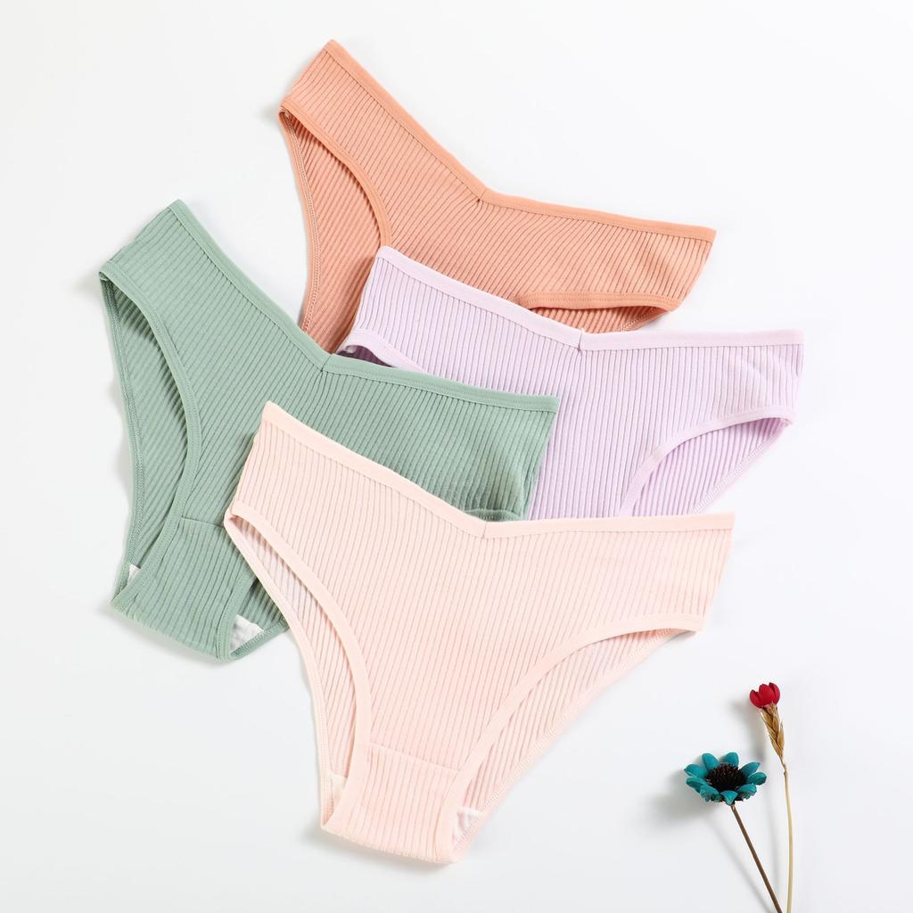 V-Shaped Women'S Pure Cotton Breathable Briefs Solid Color Low Waist Hip Lift Breathable Double-Layer Girls' Underwear