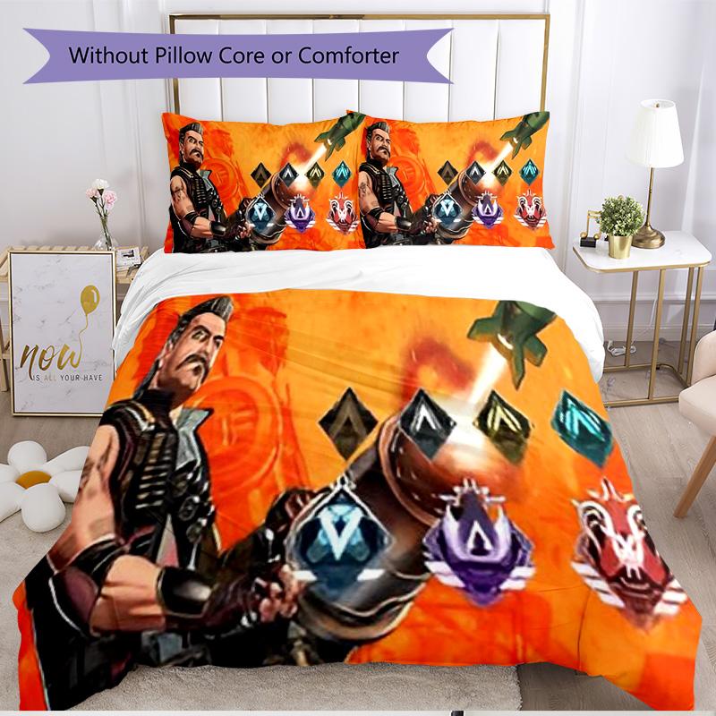 3pcs Duvet Cover Set (1*Duvet Cover + 2*Pillowcase, Without Core), Apex Legends Print Soft All‑Season Bedding Set, Home Bedroom Decor Gift