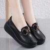 Women's Platform Loafers Moccasins Casual Slip On Minimalist Thick Sole Height Increase Black Shake Shoes for Mother