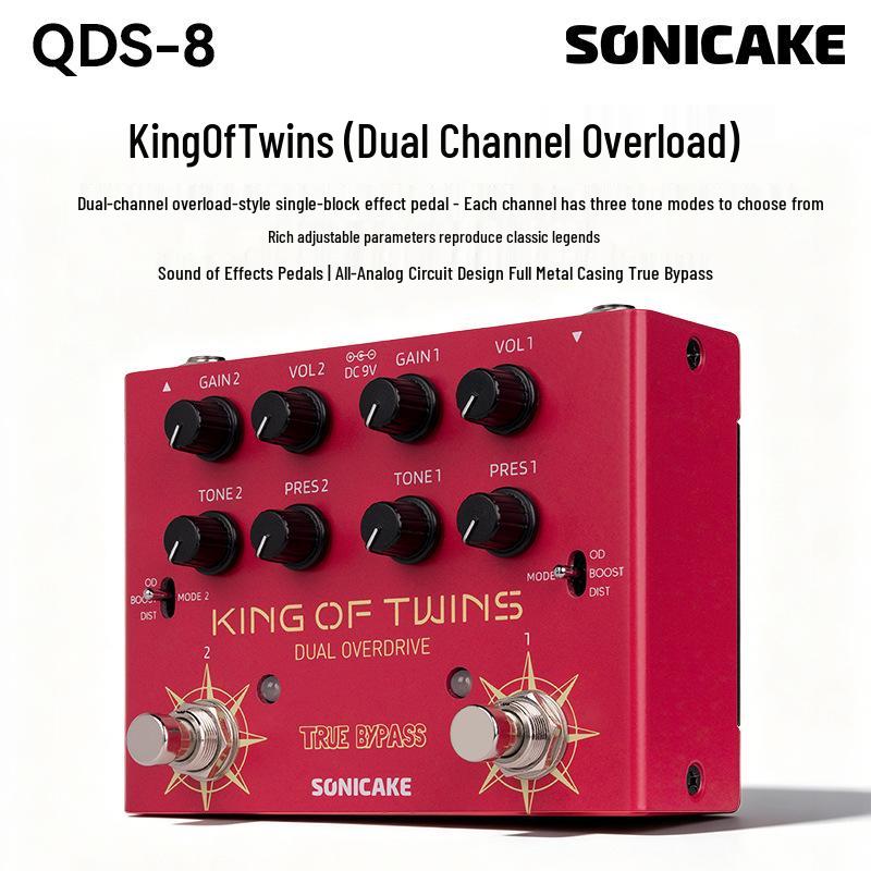 Педаль эффектов для электрогитары Sonicake QDS: Акустический предусилитель, Басовый дилей, Реверберация, Десятиполосный эквалайзер