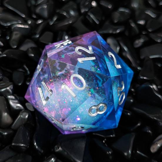 Игральные кости Liquid Core Resin Dice Sharp Edge 20-сторонние игральные кости золотисто-серебристого цвета с цифрами Многогранные игральные кости Quicksand Multi-sided D20 игральные кости для ролевой игры Реквизит для игральных костей