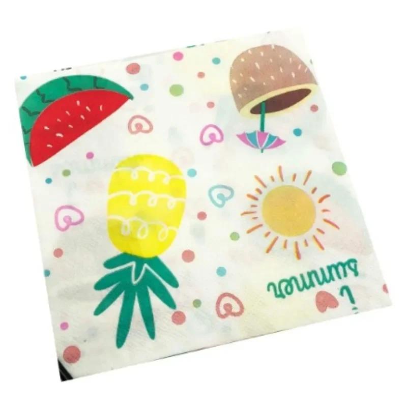 20 шт./упак. 33*33 см 2-слойные одноразовые салфетки для вечеринок с рисунком фруктов