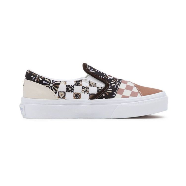 Vans Слипоны в клетку Повседневные Удобные Низкие Детские Кеды для Скейтбординга Детские кроссовки Бежевый Коричневый VN0A7Q5GAS0