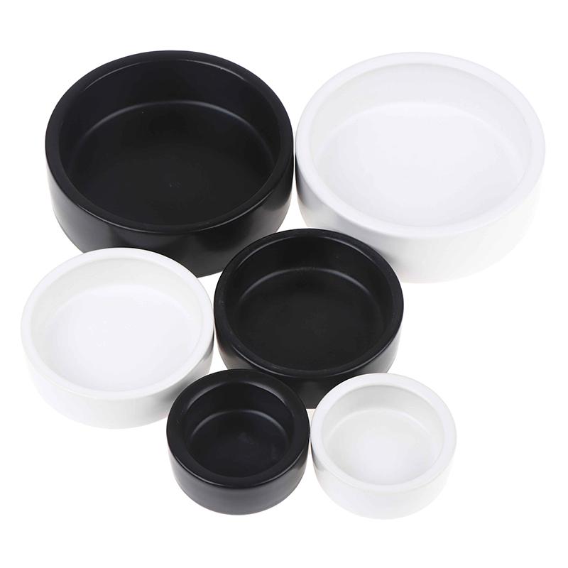 Reptile Food Bowl Anti-Escape Ceramic Feeder Dish Black White Reptile Water Bowl For Hermit Crab Gecko Chameleon Corn Snake