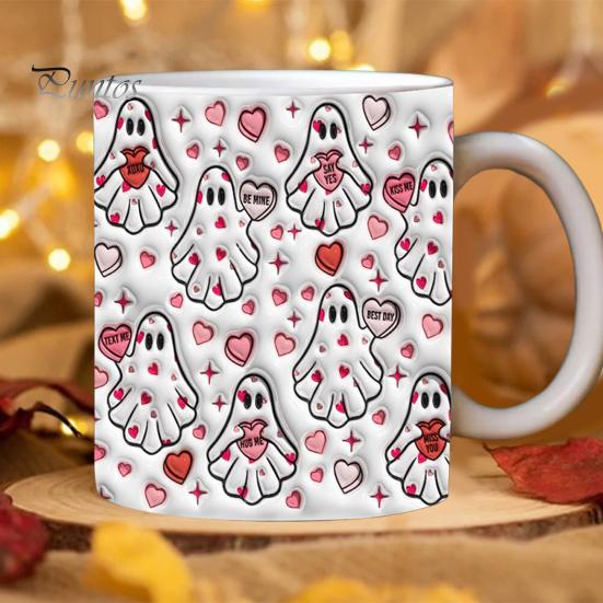 Кофейная кружка на Хэллоуин, керамическая кружка с тыквой, призрачным черепом и ручкой, стакан для сладостей, украшение для домашней вечеринки