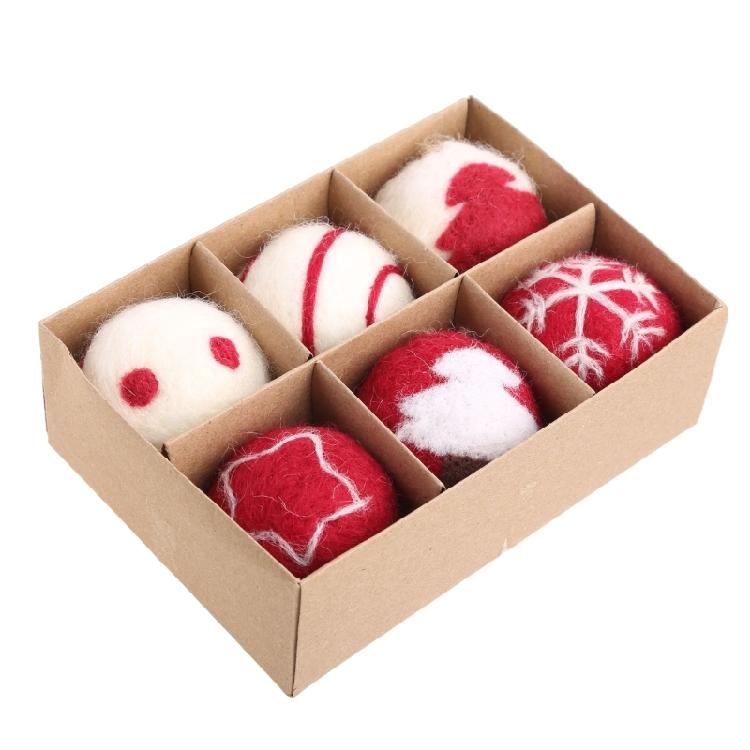6pcs Felt Christmas Ball Pendant Star Tree Front Door Window Wall Decoration