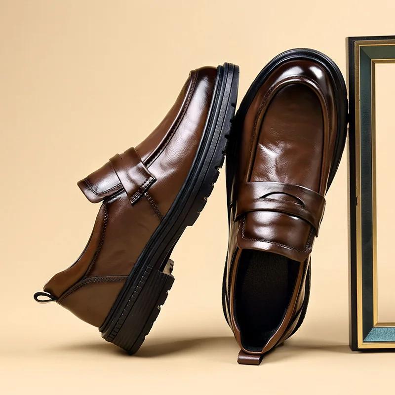Модные британские деловые мужские новые лоферы весна-осень нескользящие дышащие мужские туфли новые дизайнерские модные повседневные туфли из коровьей кожи для мужчин