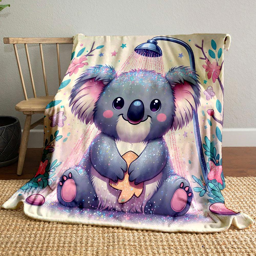 Sparkly Koala Shower Time print blanket soft and cozy perfect for the living room bed sofa or a nap,gift