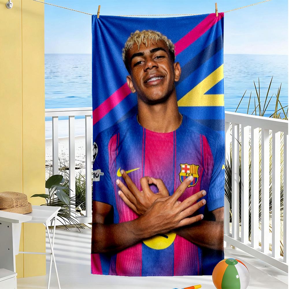 Yamal Fc Barcelona Beach Towel Super Soft & Absorbent Comfortable Lightweight Suitable for Swimming, Gym, Camping, Yoga Vacation