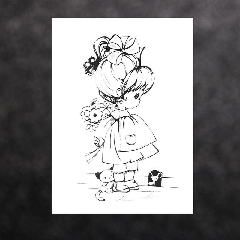 1 шт. штамп с изображением милых девушек и собак, прозрачный резиновый штамп для изготовления открыток для скрапбукинга, подарок ручной работы