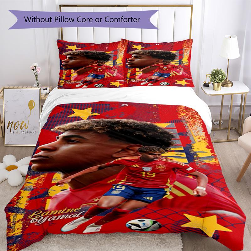 Lamine Yamal Spanish Football Player Bedding Set,Premium Bed Linen for Bedroom Home Decoration,Perfect Collectible Gift for Messi Fans,Easy Care Duvet