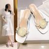 Fashion Spring New Vintage Flower Shoes Fairy Style Gentle Middle Heel Camellia Thin Heel Simple Is A Versatile Summer Sandals for Women