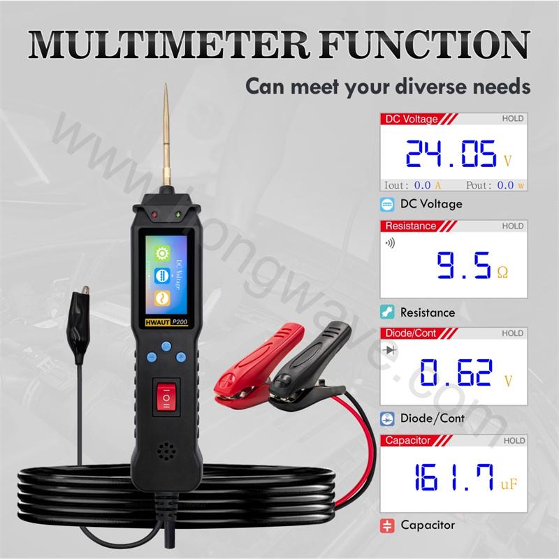 HWAUT P200 P100 Powerprobe Electrical System Diagnostic Tool Motorcycle Automotive Circuit Tester Power Circuit Probe Kit 12-24V
