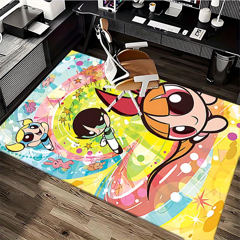 1pc Powerpuff Girls Adventure Carpet Rug for Bedroom Living Room Decor Sofa Home Game Area Rug Non-slip Floor Mat. D72201189