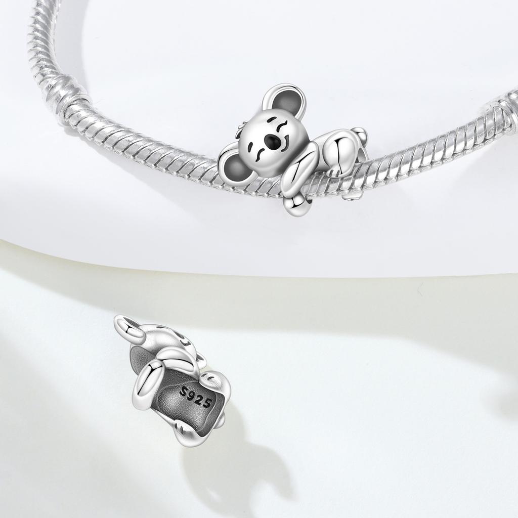 Медь Коала Щенок Спит На Животе Цепочка Шармы Бусины Подвеска Для Оригинального Браслета Женские Украшения для Девочек