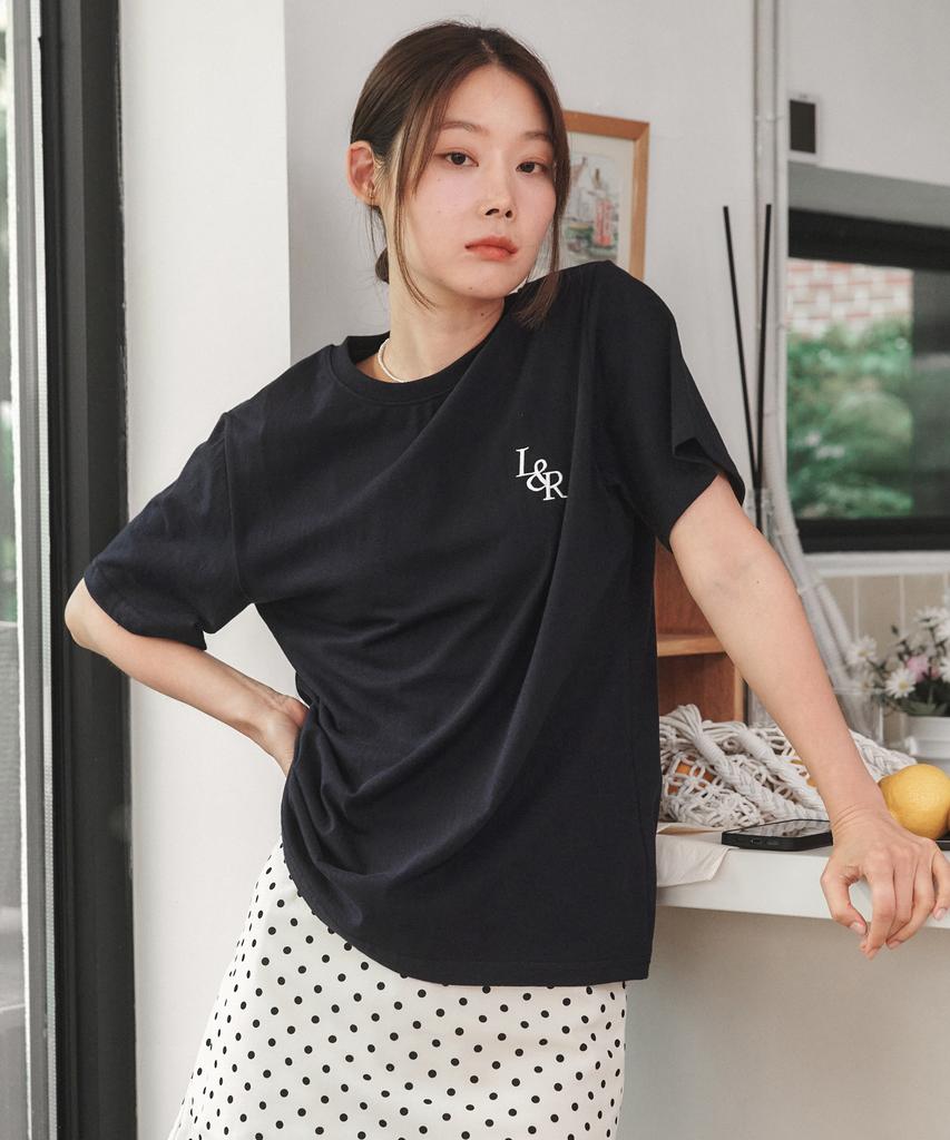 LOSSYROW Signature Logo Half-Sleeve T-Shirt [Navy]