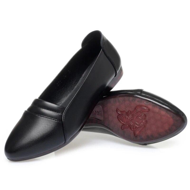 Обувь для мам, женская весенняя обувь из натуральной кожи на плоской подошве, нескользящая женская обувь большого размера на мягкой подошве