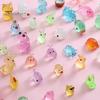 50/100 Pcs Mini Animal Figurines Glow-in-The-Dark Resin Ornaments Tiny Rabbits Dinosaurs Miniature Ornaments for Fairy Garden Micro Landscape Potted