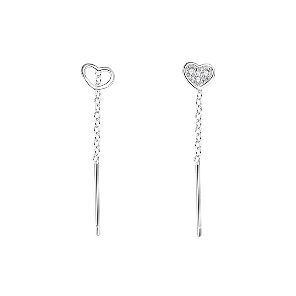 Асимметричные серьги Love Earline Flash Diamond в форме сердца с длинной бахромой в виде цепочки в корейском стиле