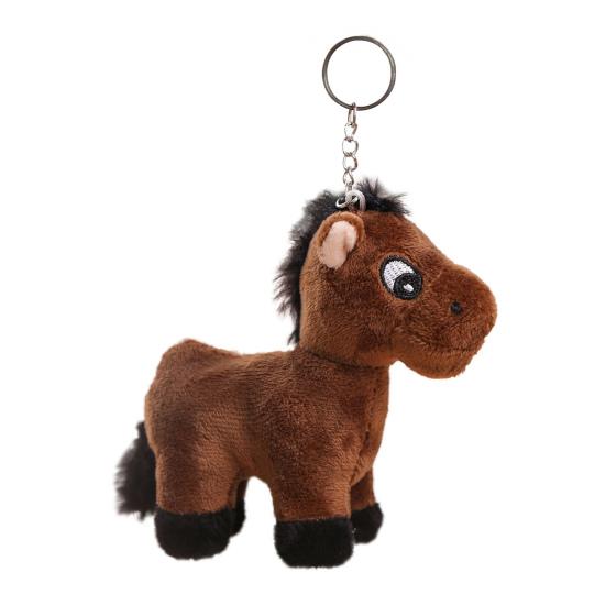 Cute Cartoon Plush Horse Doll Keychain Miniature Stuffed Animal Keyring Bag Pendant Stress Relief