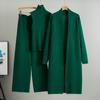 GMXIA Spring and Autumn Laid-back Style Knitted Set, Sleeveless Vest, Sweater, Cardigan and Trousers, Three-piece Set