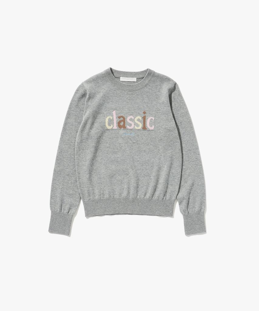 PLAC WOMEN Classic Jacquard Logo Knit Melange Grey