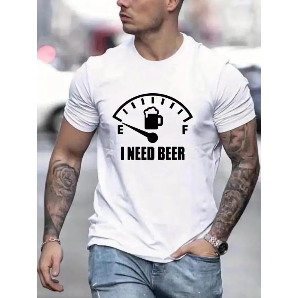 'I Need Beer 'Graphic Printed Men's Comfort T-Shirt GraphicT-Shirt Men's Summer Outdoor Clothing Men's Clothing Men's Cotton Top