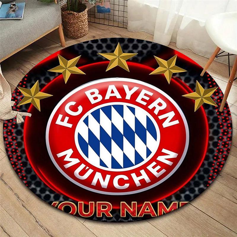 FC Bayern Munchen Custom Name Round Area Rug,Carpet Rug for Living Room Bedroom Sofa Playroom Decor,Non-slip Floor Mat