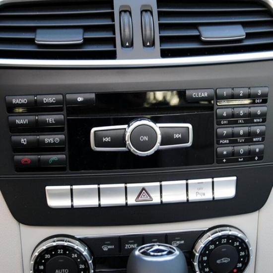 4x Luxury Matte Silver Car Center Multimedia Button Cover For Benz C E 09-13
