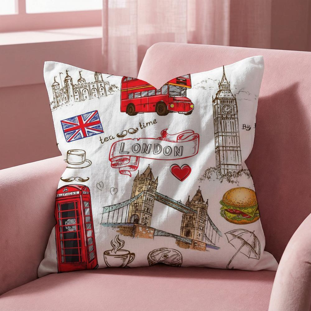 Подушка с принтом LOVE England, чехол для подушки для разных помещений, дома и автомобиля - Двусторонний, мягкий и прочный для ежедневного использования