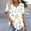 Summer Fashion 3D Floral Printed T-Shirts Women's Clothing Tee Tops Female Casual Short Sleeve V Neck Tops Loose Blouse S-3XL