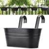 Iron Hanging Flower Pot Outdoor Balcony Rail Bucket Planter with Detachable Hook Fence Garden Decor