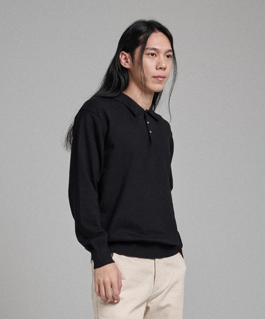 ANALOG MOOD Semi-Collar Neck Knit (Black)