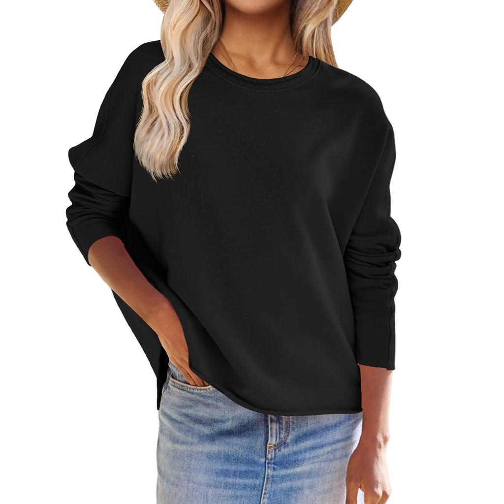 Women's ONeck Long Sleeve Sweatshirt Fall Winter Lightweight Pullover
