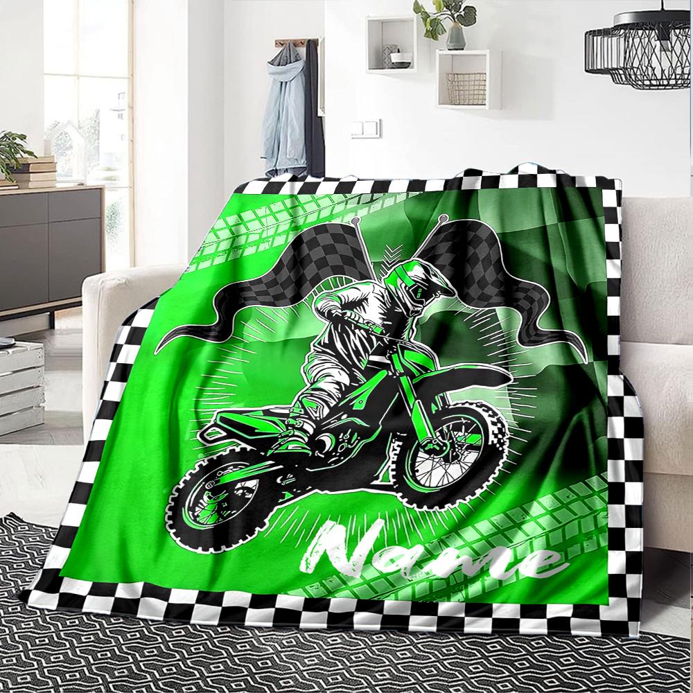 Custom Name off-road motorcycles Theme Printed Blanket - Perfect for Couch, Bed, Travel & Outdoor Use | Machine Washable, Cozy & Durable.