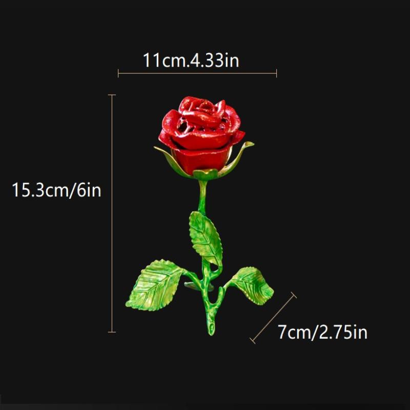 Ceramic Rose Incense Burner Ornament Decorative for Living Room Table Fragrance Holder Indoor Dining Room Desk Decor